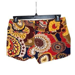 Vintage J. Crew Women's Bold Floral Cotton Chino Shorts Size 8 Multicolor Funky